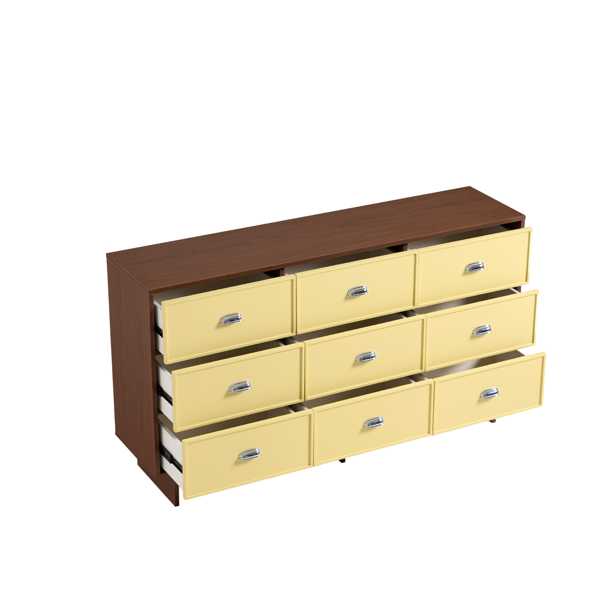 Linspire Duo Chest Of 9 Drawers, Dark Wood & Yellow