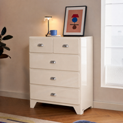 Linspire Willow Wide Chest of 5 Drawers, Off-White