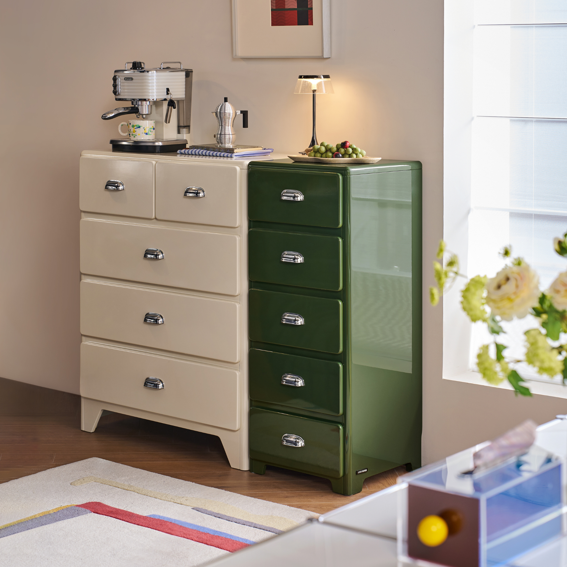 Linspire Willow Wide Chest of 5 Drawers, Off-White