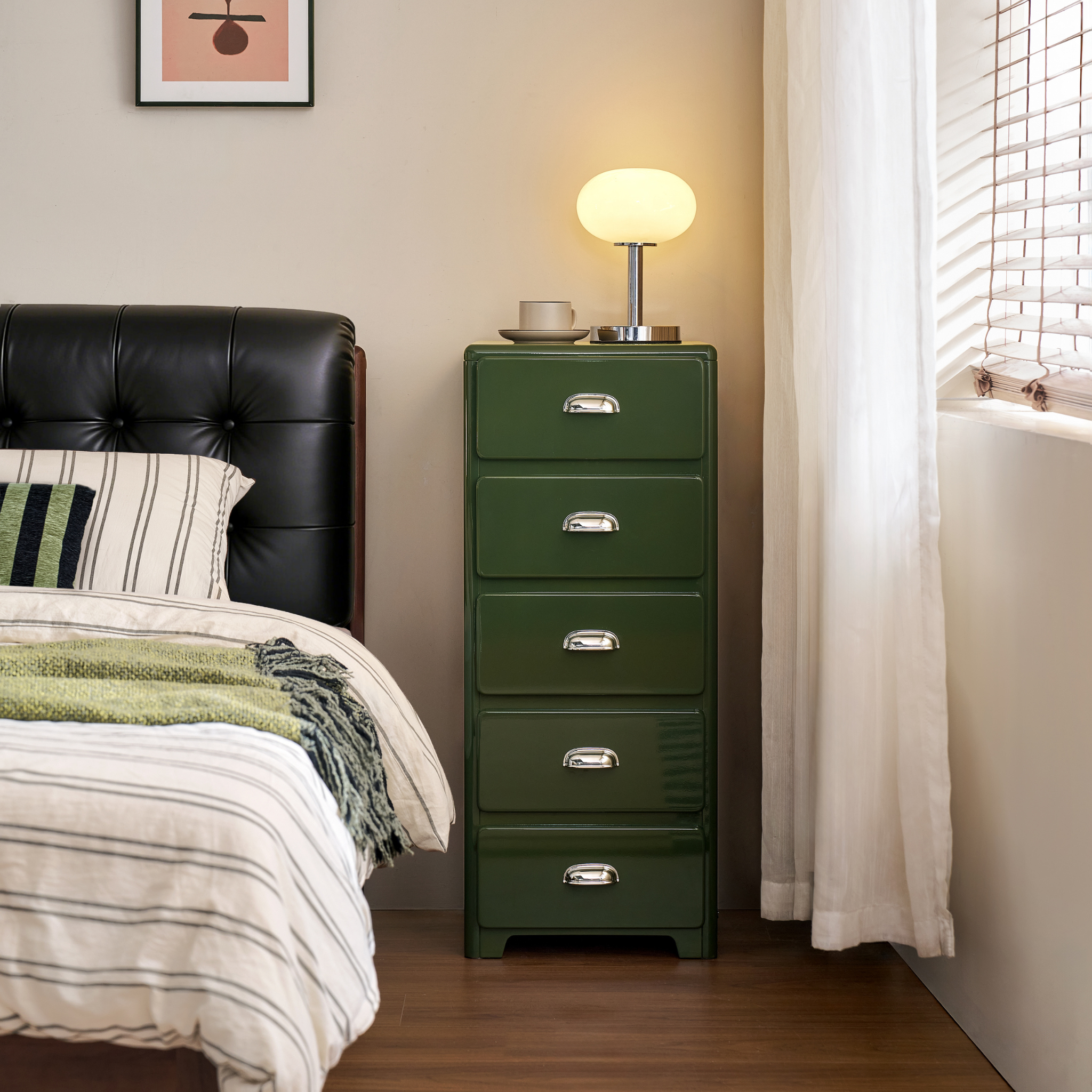 Linspire Willow Narrow Chest of 5 Drawers, Green