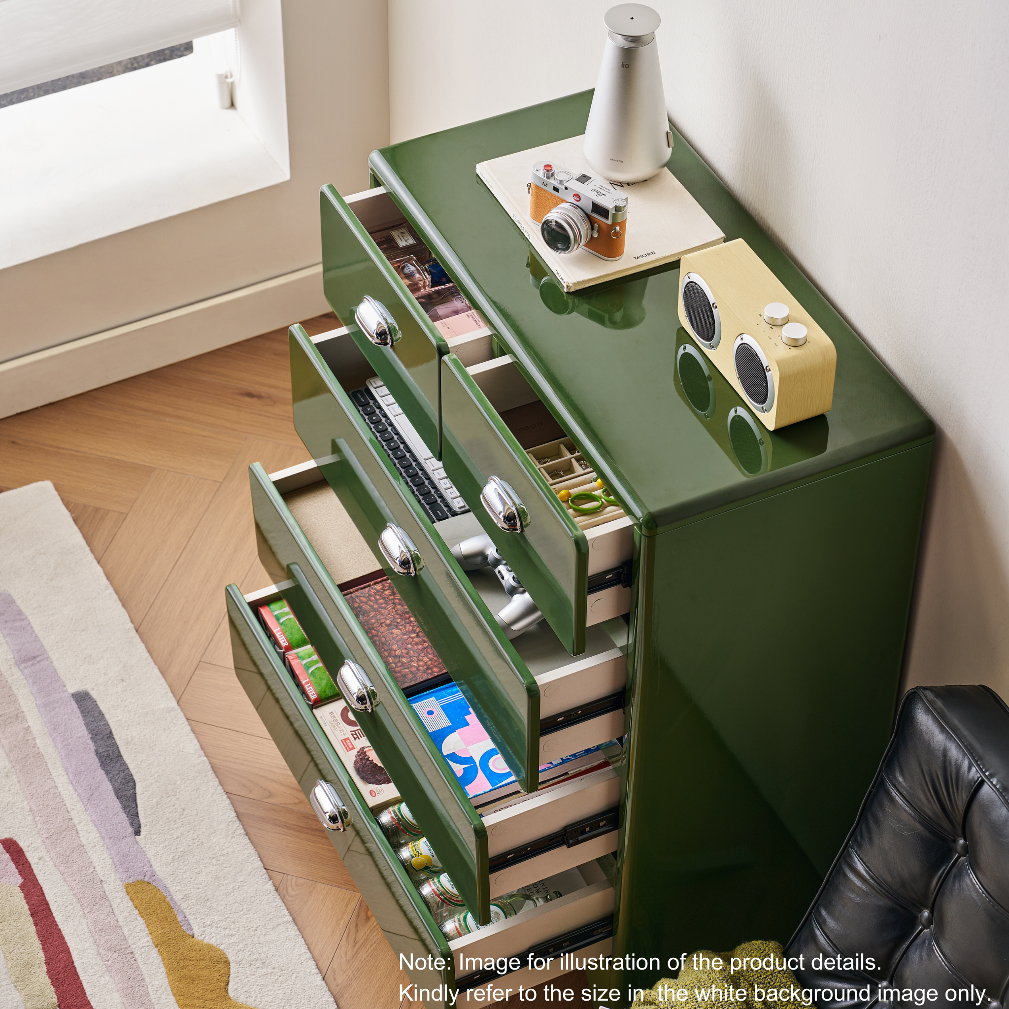 Linspire Willow Narrow Chest of 5 Drawers, Green