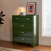 Linspire Willow Wide Chest of 5 Drawers, Green