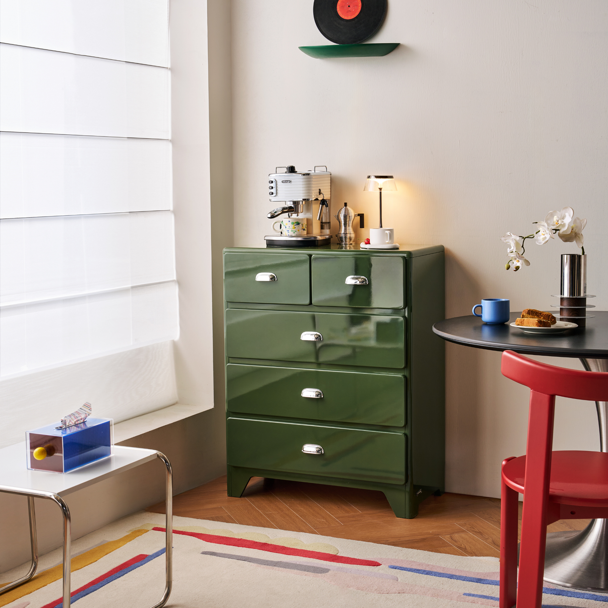 Linspire Willow Wide Chest of 5 Drawers, Green