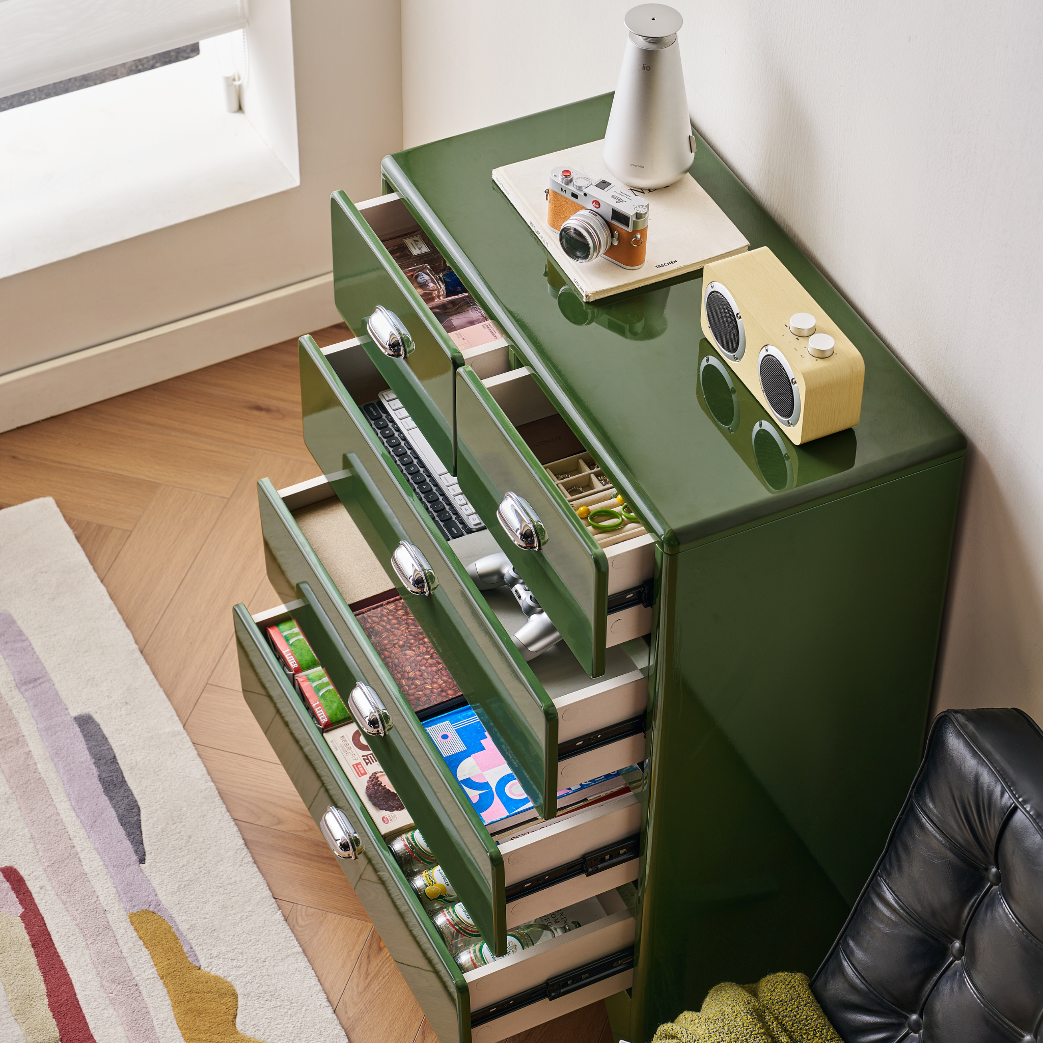 Linspire Willow Wide Chest of 5 Drawers, Green