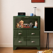 Linspire Willow Chest of 4 Drawers with Glass Flip Door, Green