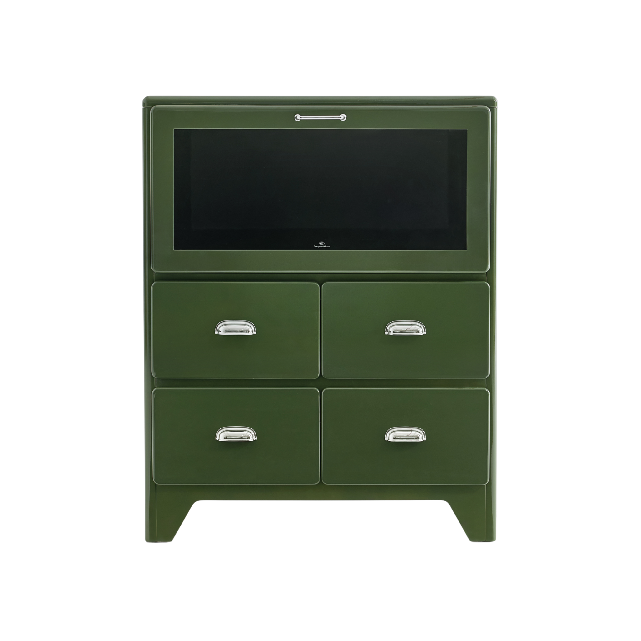 Linspire Willow Chest of 4 Drawers with Glass Flip Door, Green