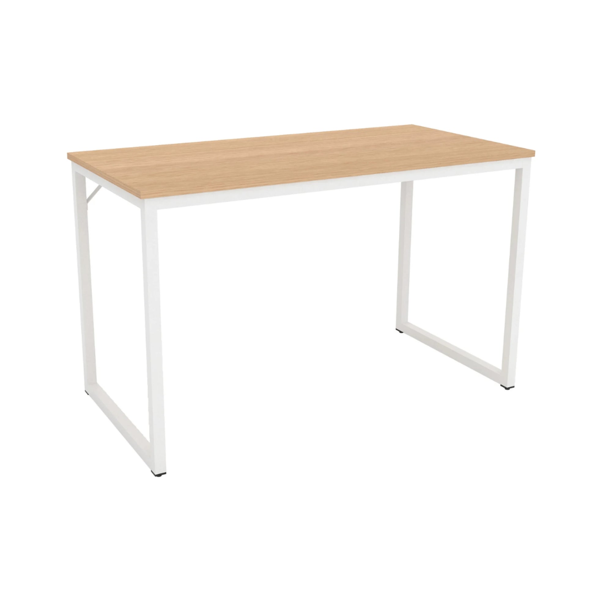 Loft Newton Steel Frame Desk, 120cm, Natural Wood & White