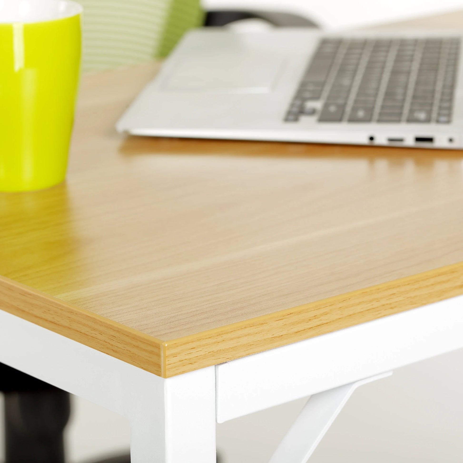 Loft Newton Steel Frame Desk, 120cm, Natural Wood & White