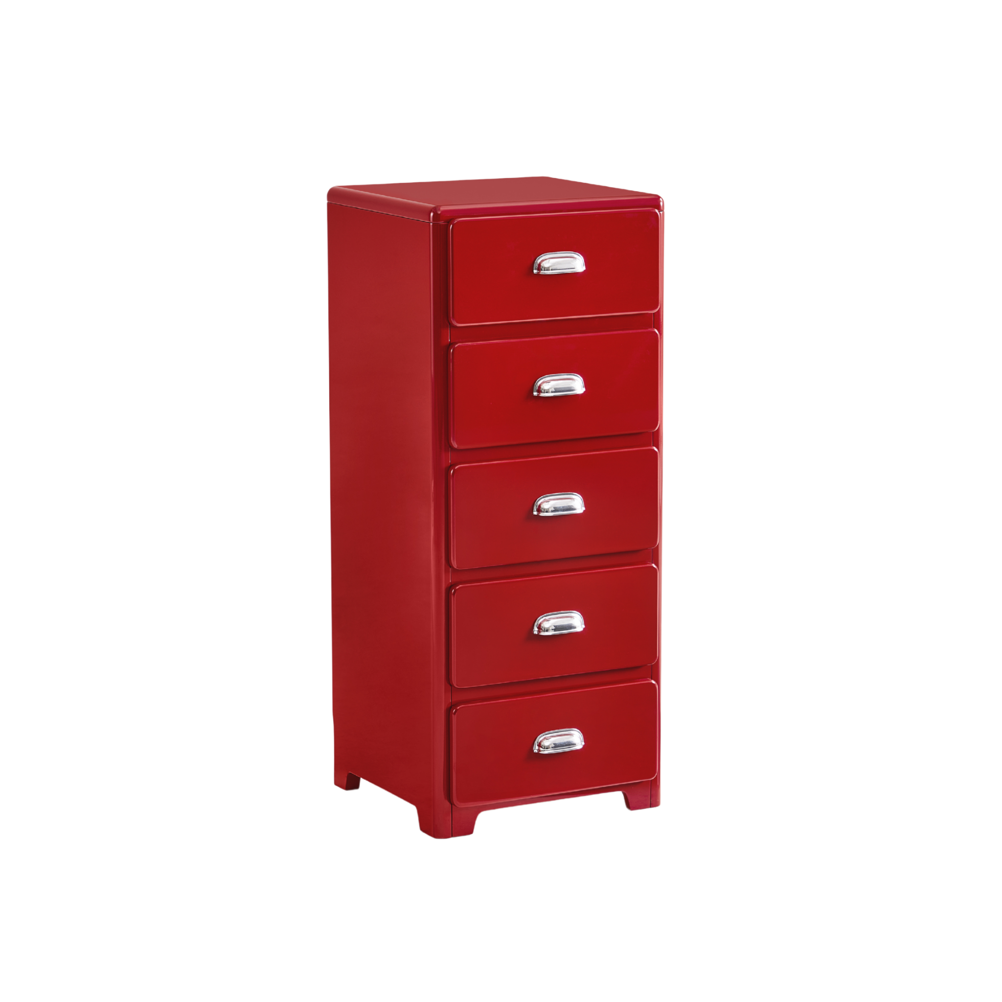 Linspire Willow Narrow Chest of 5 Drawers, Red