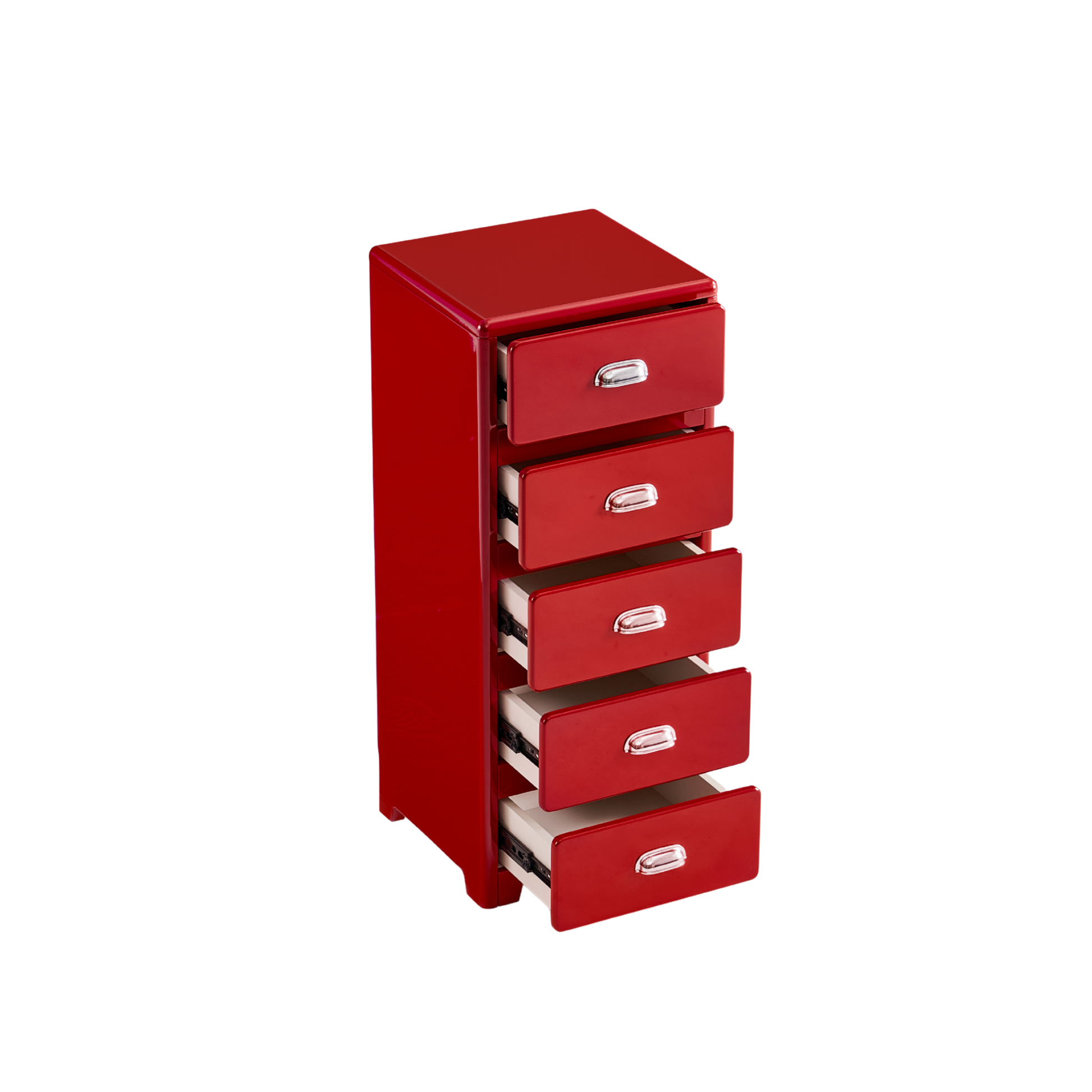 Linspire Willow Narrow Chest of 5 Drawers, Red