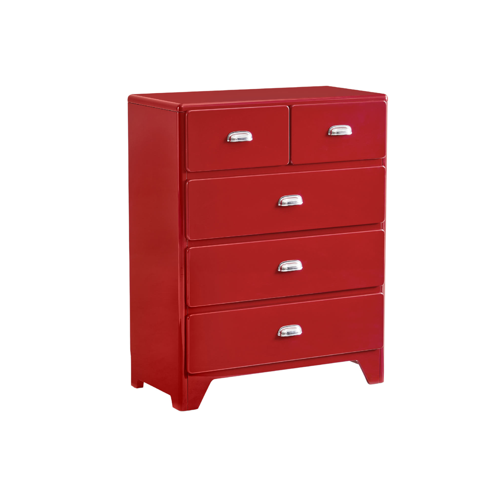 Linspire Willow Wide Chest of 5 Drawers, Red