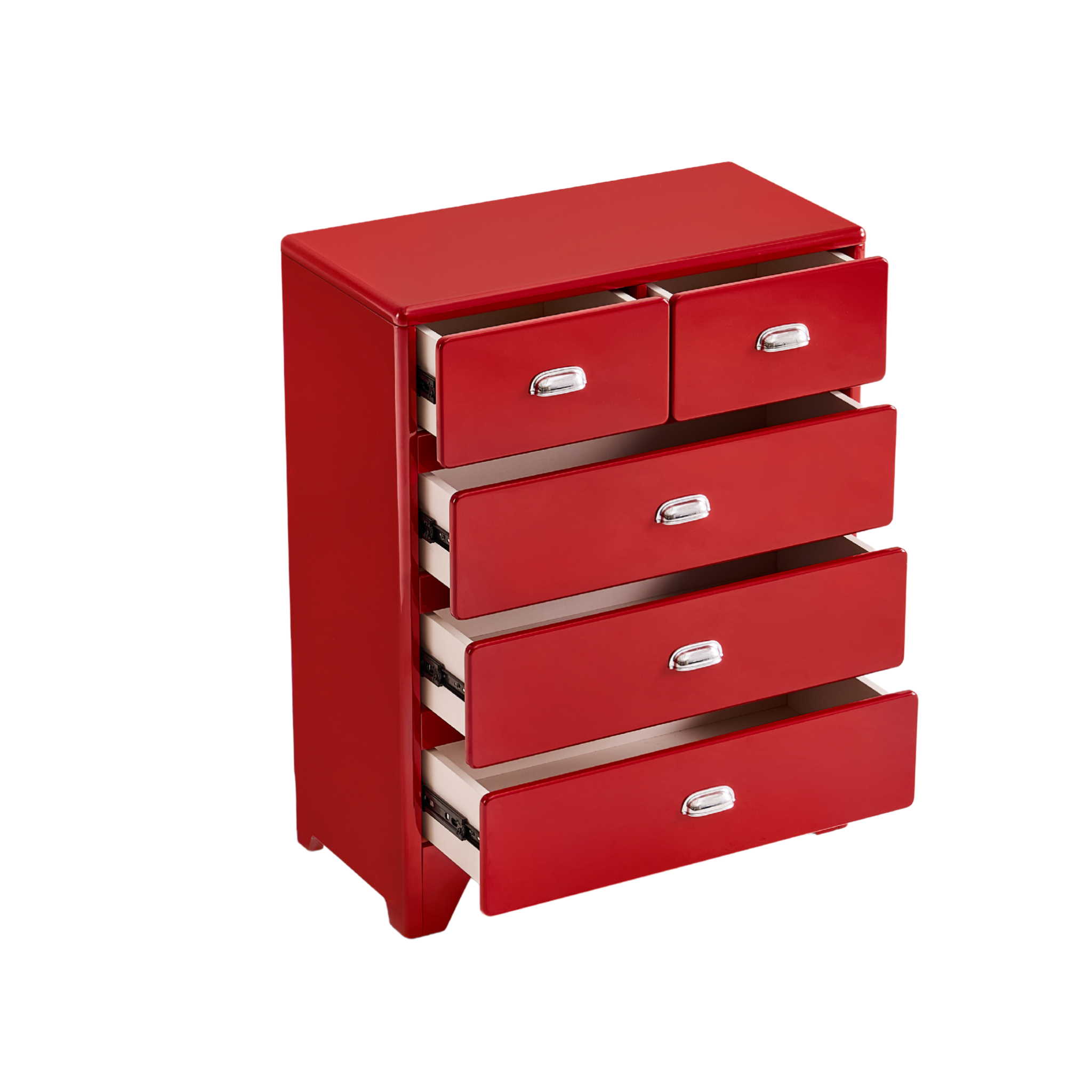 Linspire Willow Wide Chest of 5 Drawers, Red