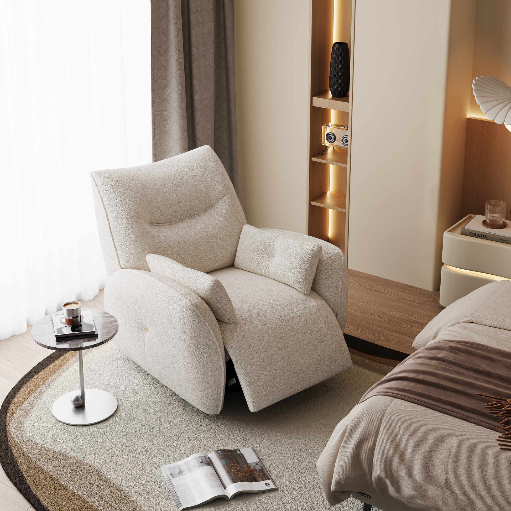 Linspire Nest Recliner Chair, Chenille, Off-White