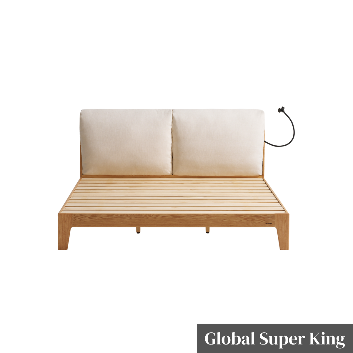 Linspire Aspen Solid Wood Bed Frame, Off-White & Natural Wood