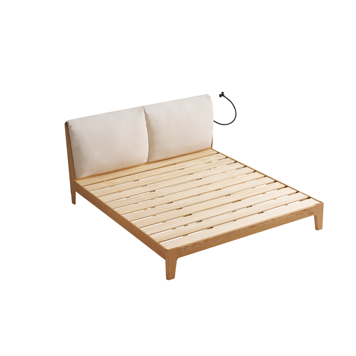 Linspire Aspen Solid Wood Bed Frame, Off-White & Natural Wood