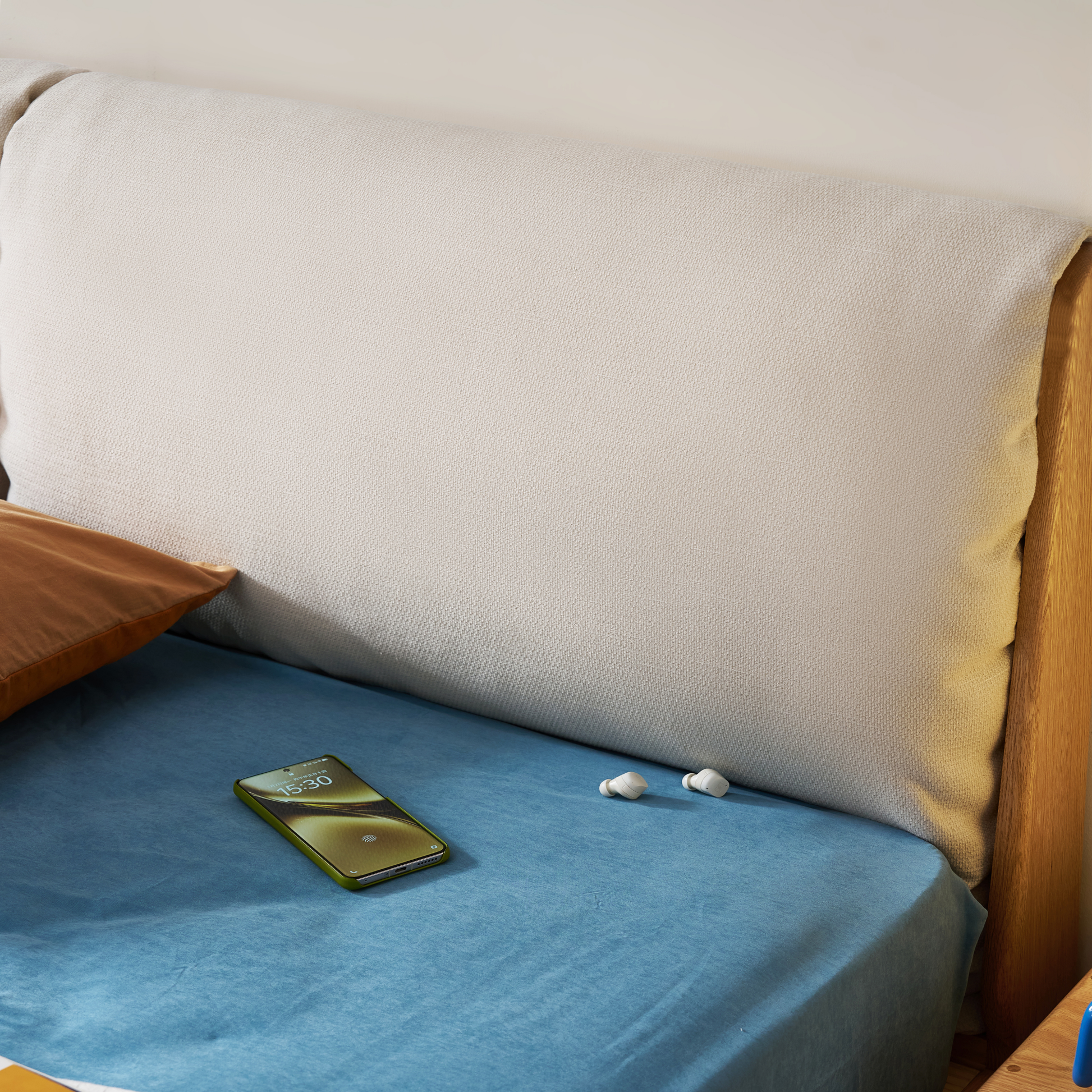 Linspire Aspen Solid Wood Bed Frame, Off-White & Natural Wood