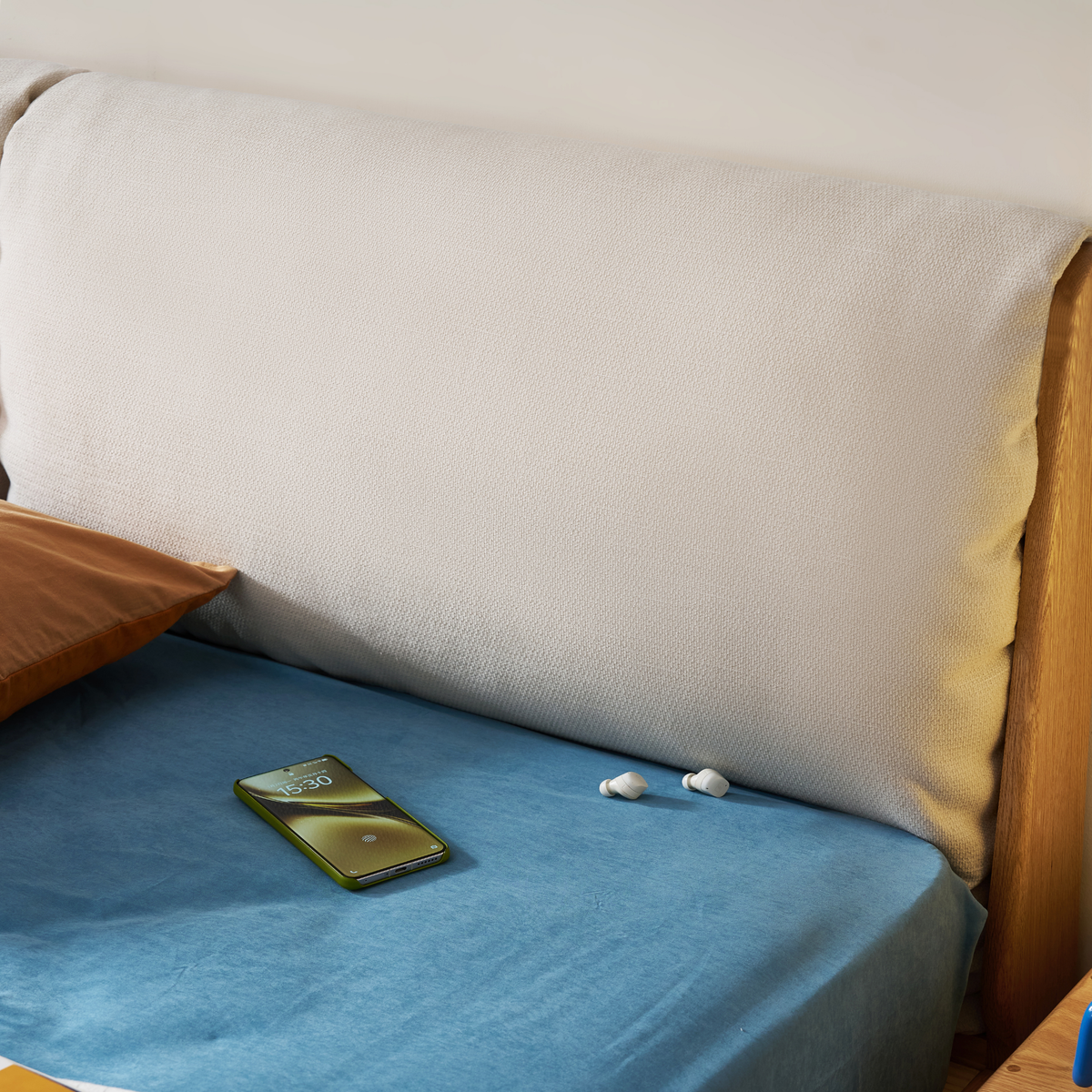 Linspire Aspen Solid Wood Bed Frame, Off-White & Natural Wood