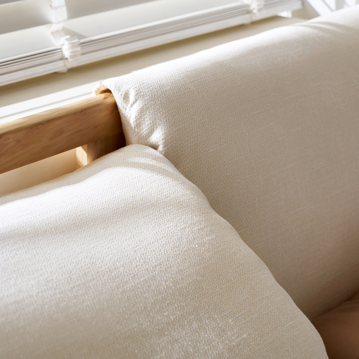 Linspire Aspen Solid Wood Bed Frame, Off-White & Natural Wood