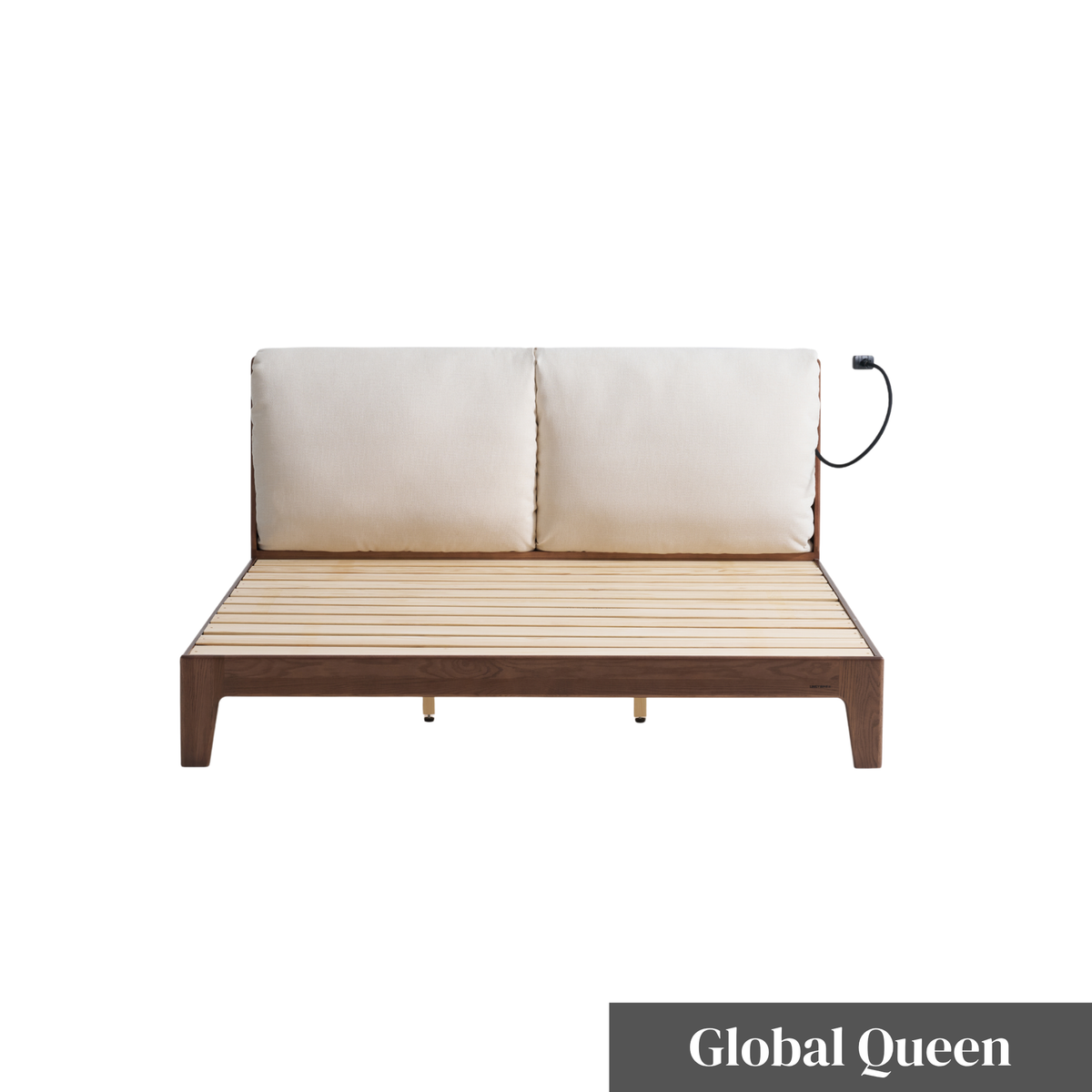 Linspire Aspen Solid Wood Bed Frame, Off-White & Dark Wood