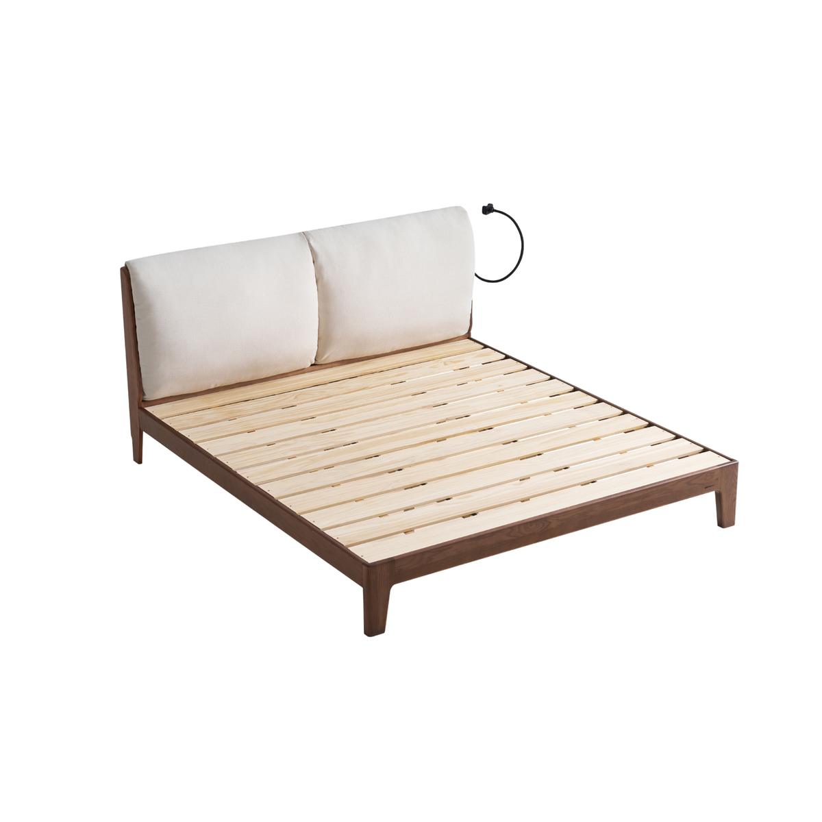 Linspire Aspen Solid Wood Bed Frame, Off-White & Dark Wood