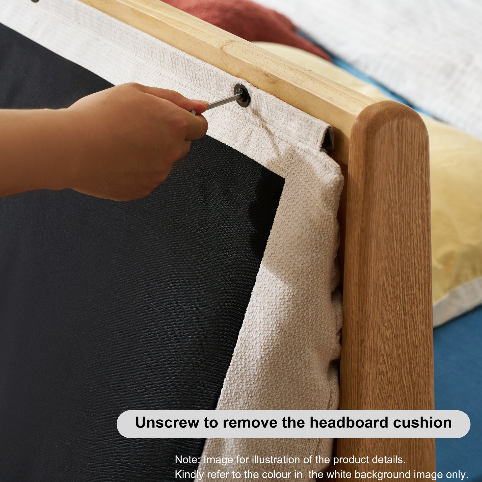 Linspire Aspen Solid Wood Bed Frame, Off-White & Dark Wood