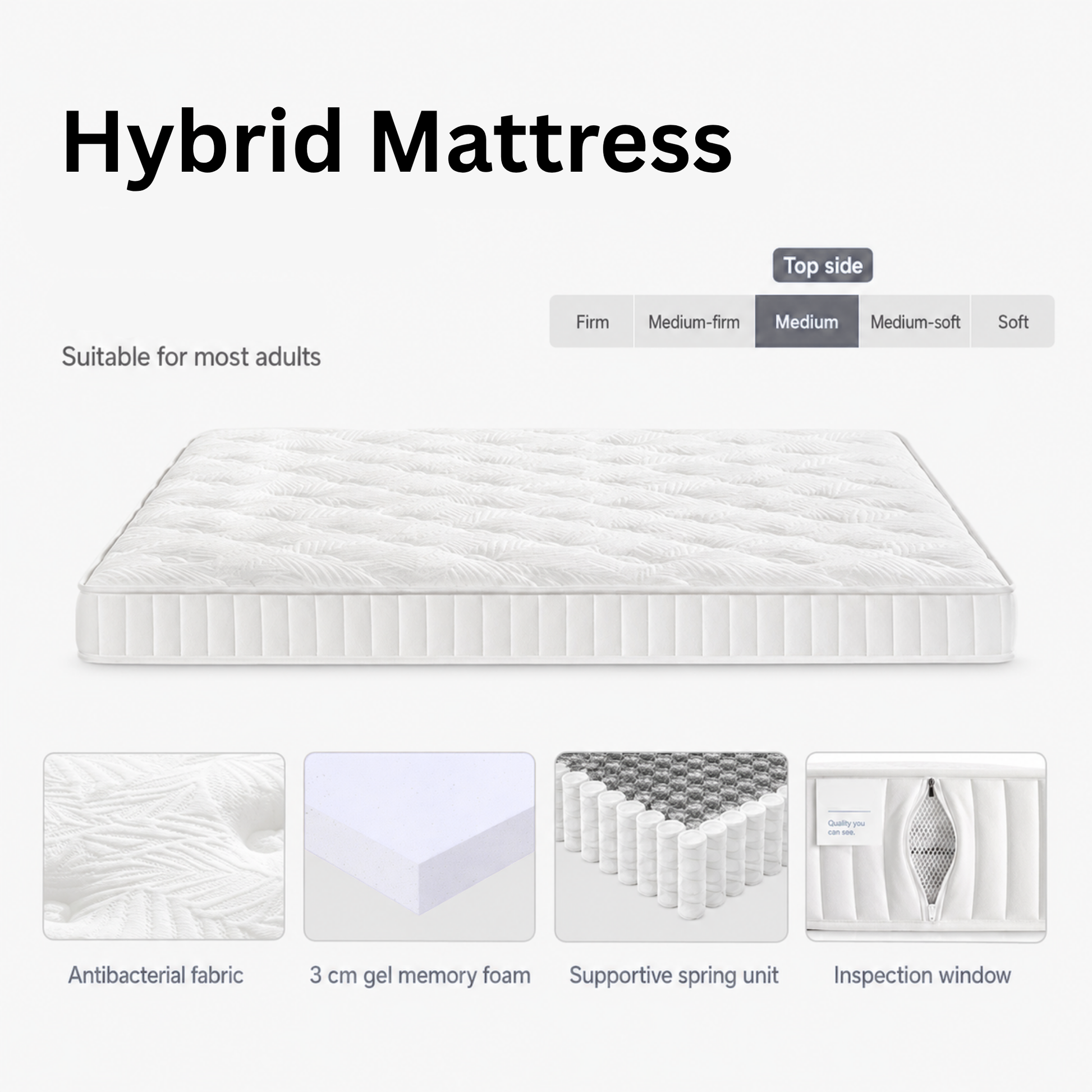 Linspire Zeron Hybrid Mattress - Medium - Global Double