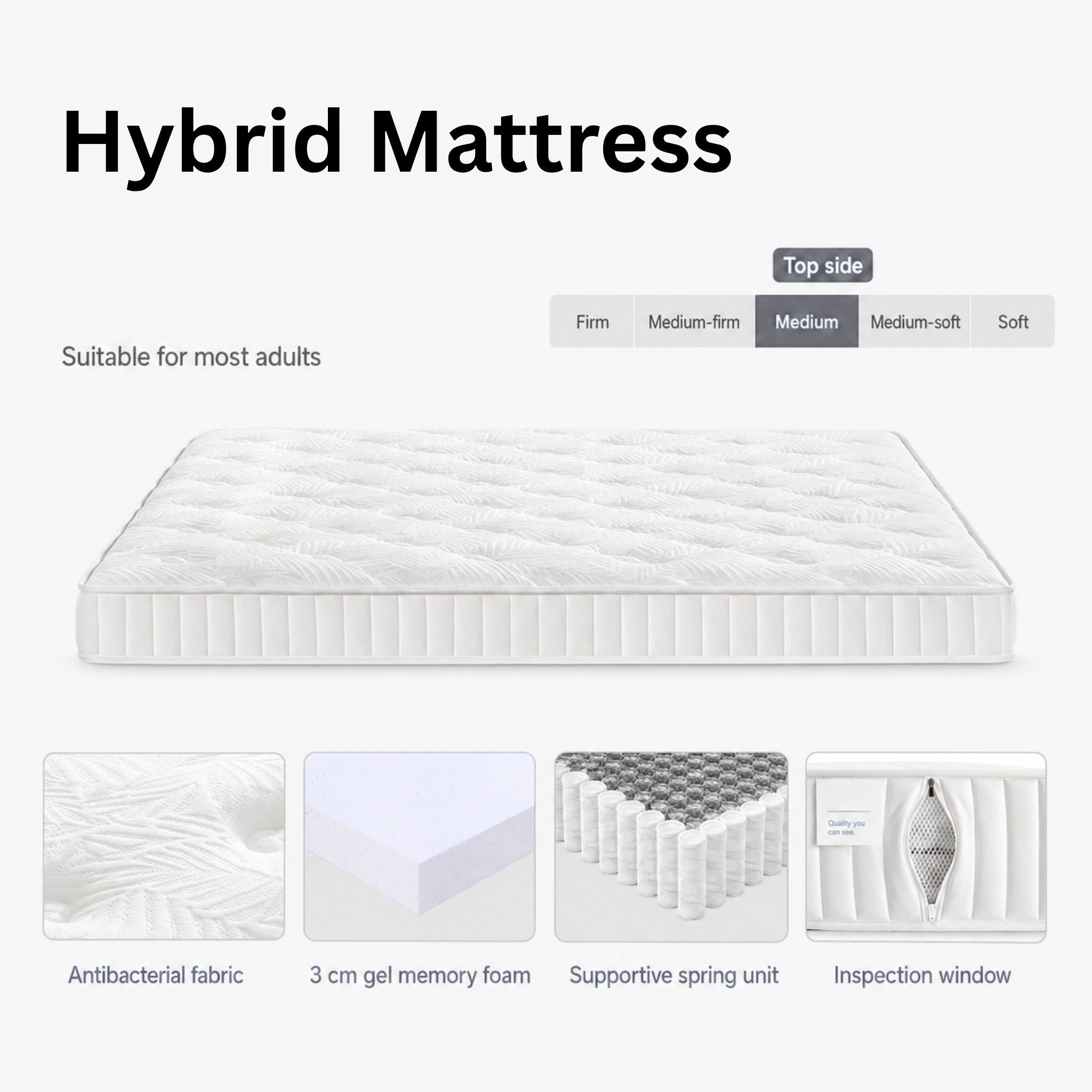 Linspire Zeron Hybrid Mattress - Medium - Global Double