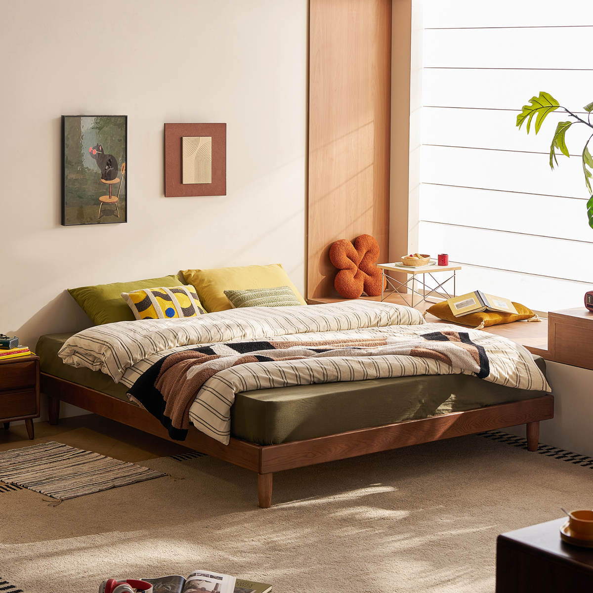 Linspire Aspen Solid Wood Bed Base, Dark Wood