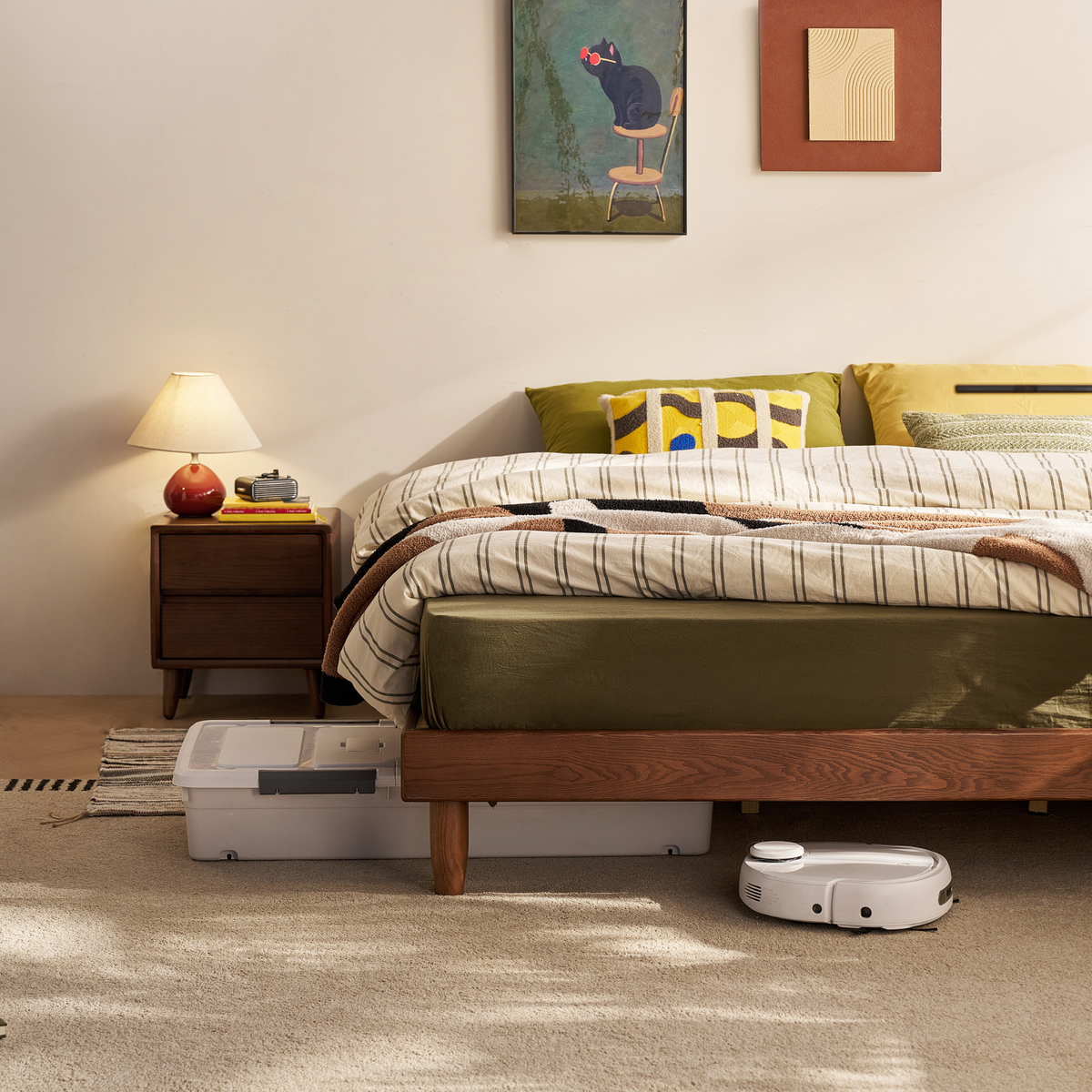 Linspire Aspen Solid Wood Bed Base, Dark Wood