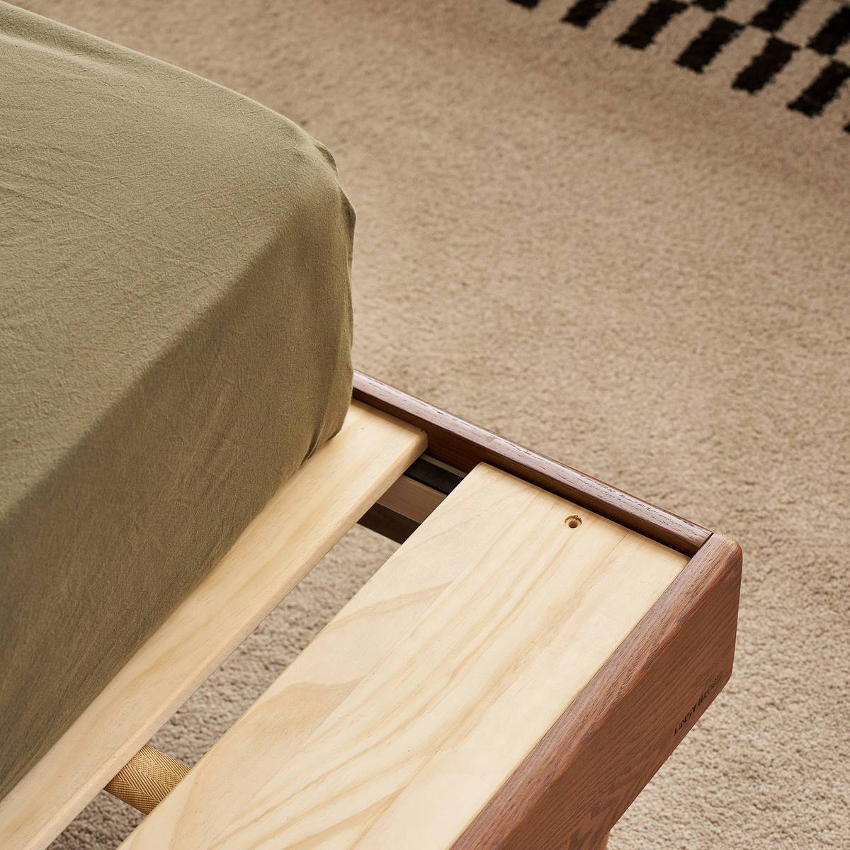 Linspire Aspen Solid Wood Bed Base, Dark Wood