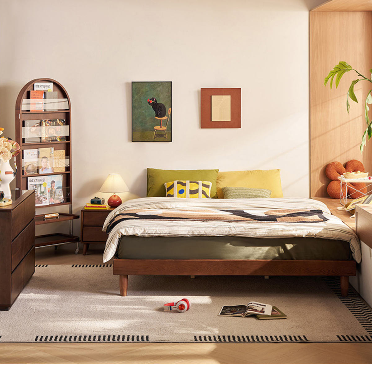Linspire Aspen Solid Wood Bed Base, Dark Wood