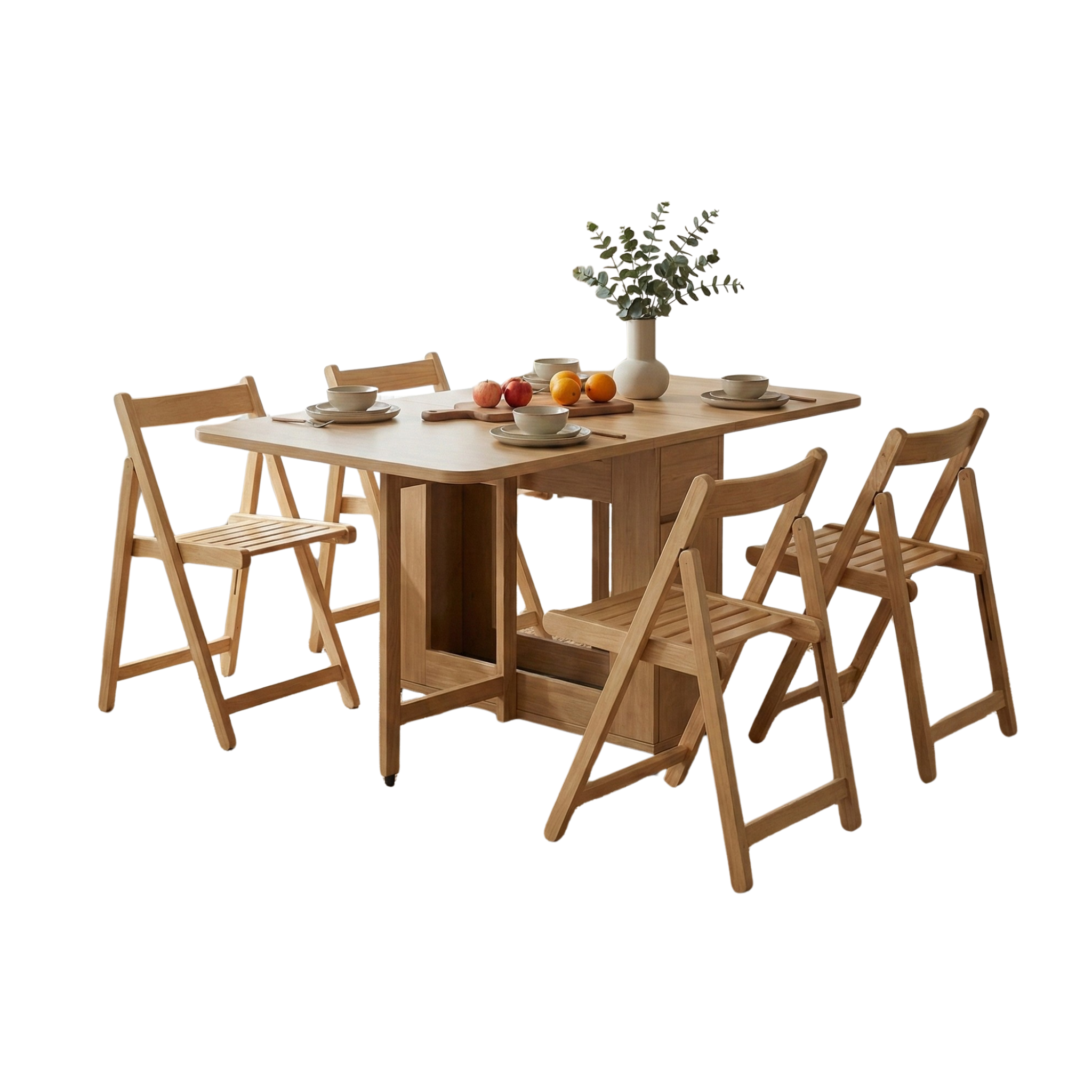 Loft Nordic Gateleg Table with 4 chairs, Natural Wood