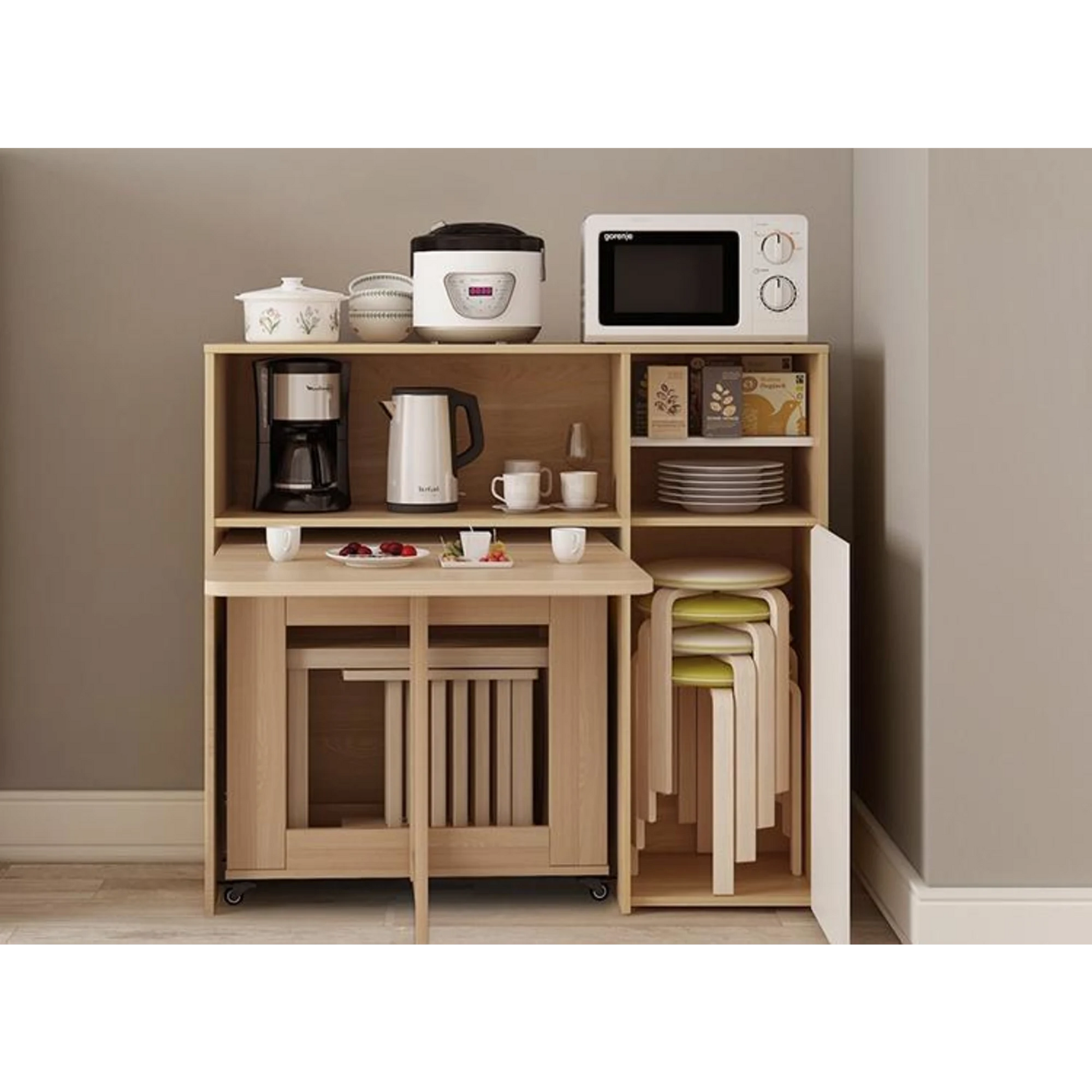 Loft Nordic Gateleg Table with 4 chairs, Natural Wood