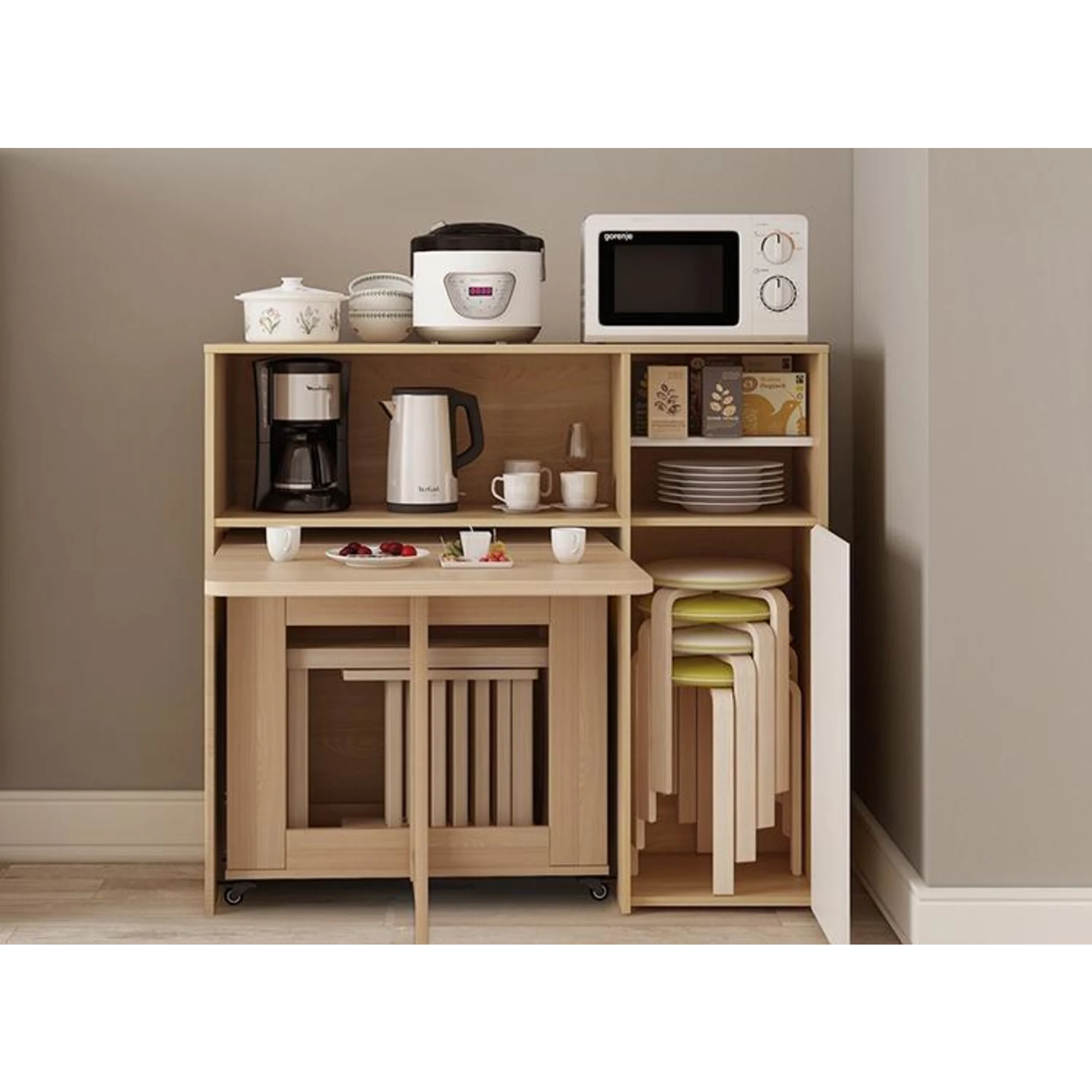 Loft Nordic Gateleg Table with 4 chairs, Natural Wood