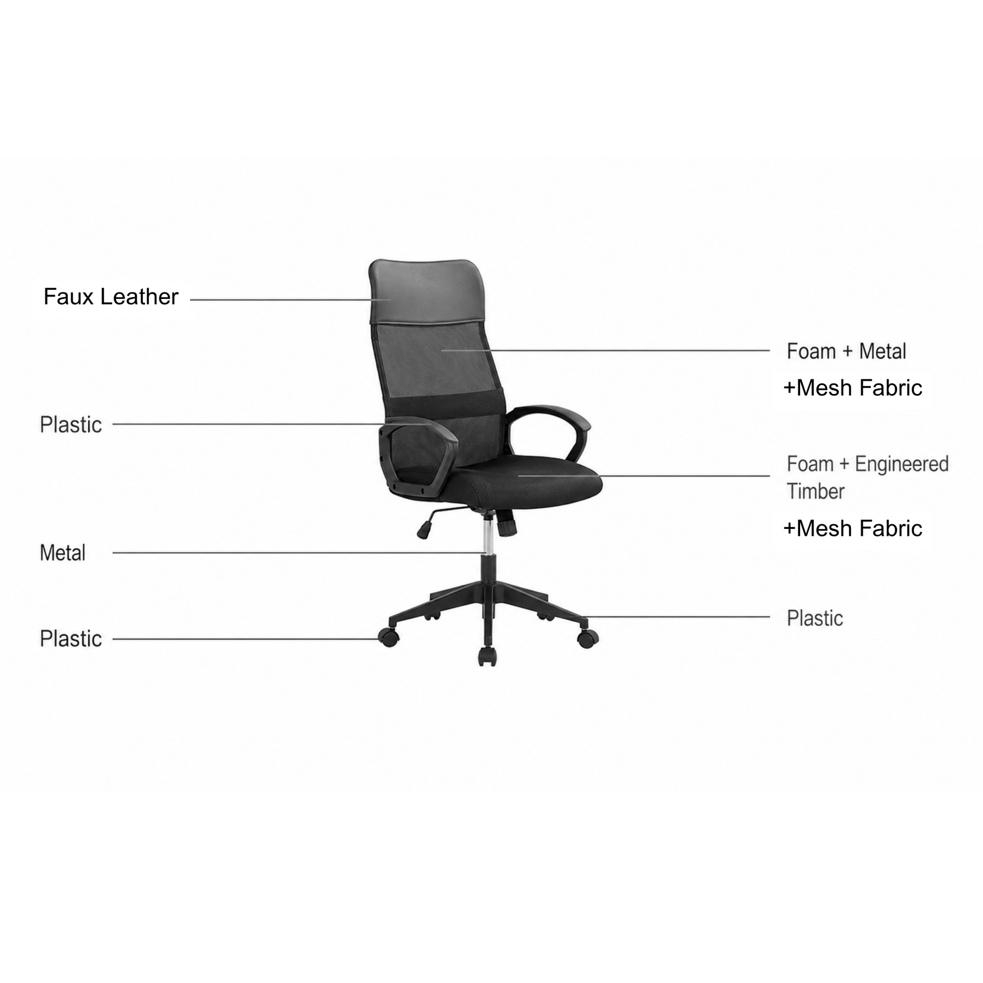 Linspire Pillar Office Chair, Grey