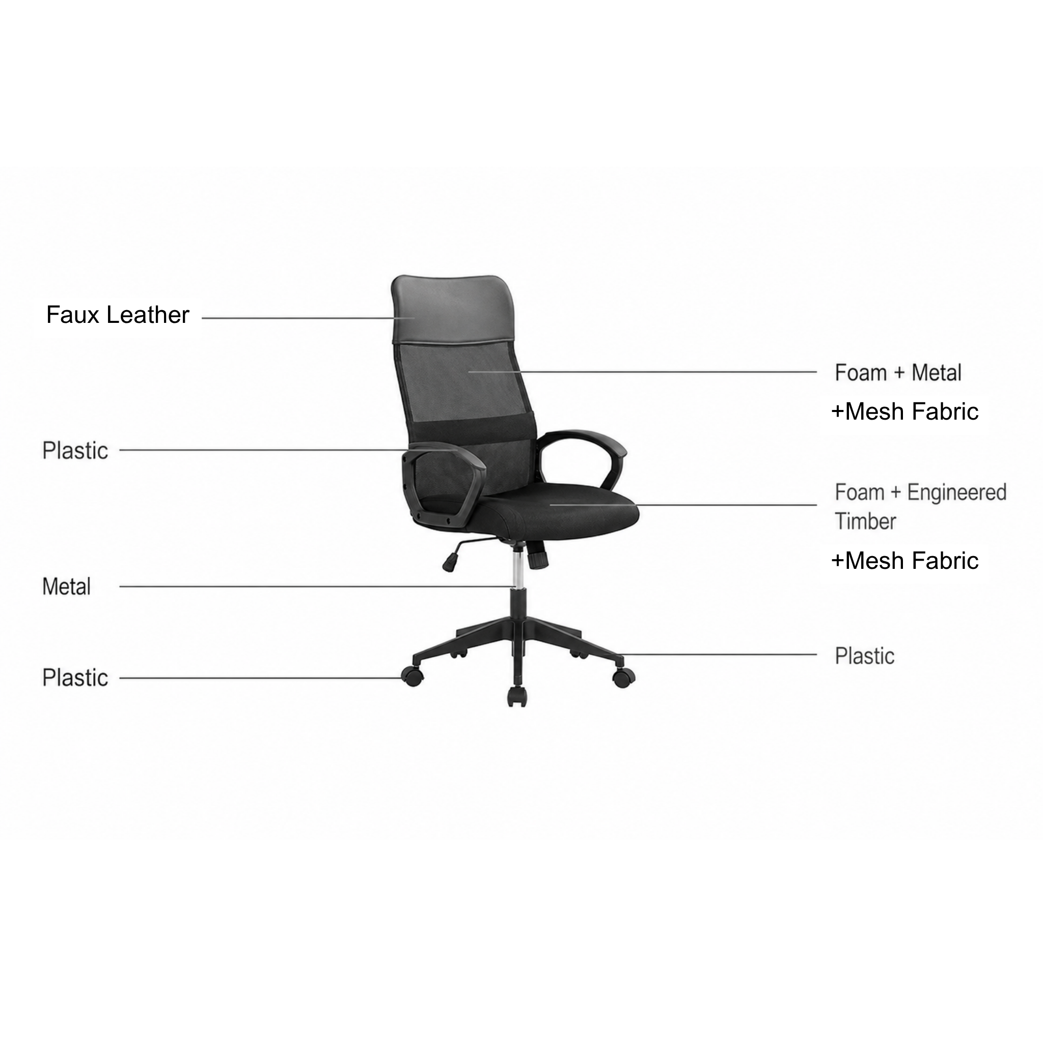 Linspire Pillar Office Chair, Grey