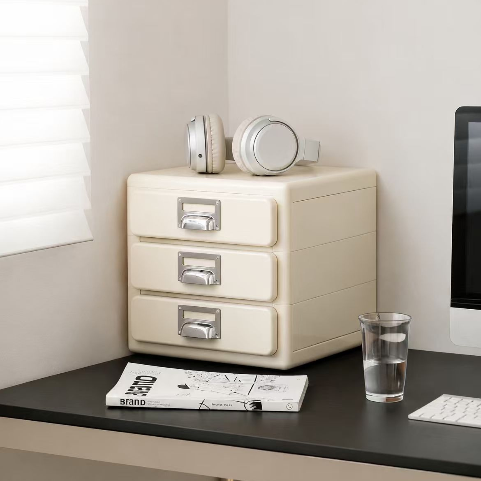MODE Cubo Desktop Storage Drawer Unit, Off-White