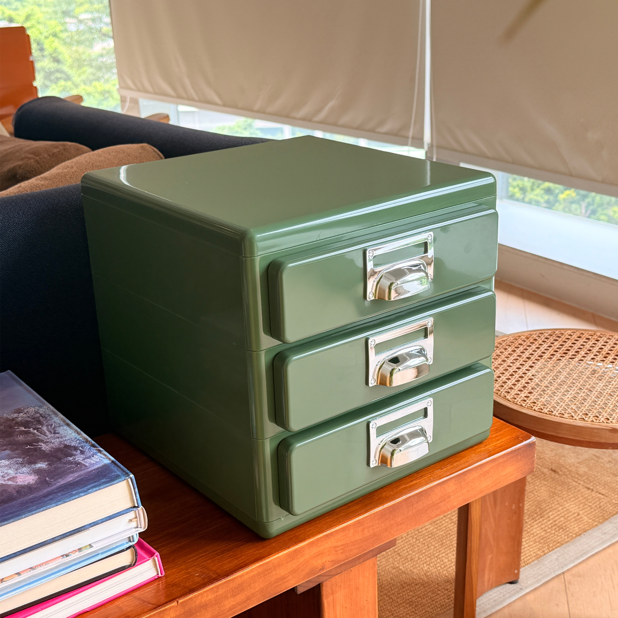 MODE Cubo Desktop Storage Drawer Unit, Olive Green