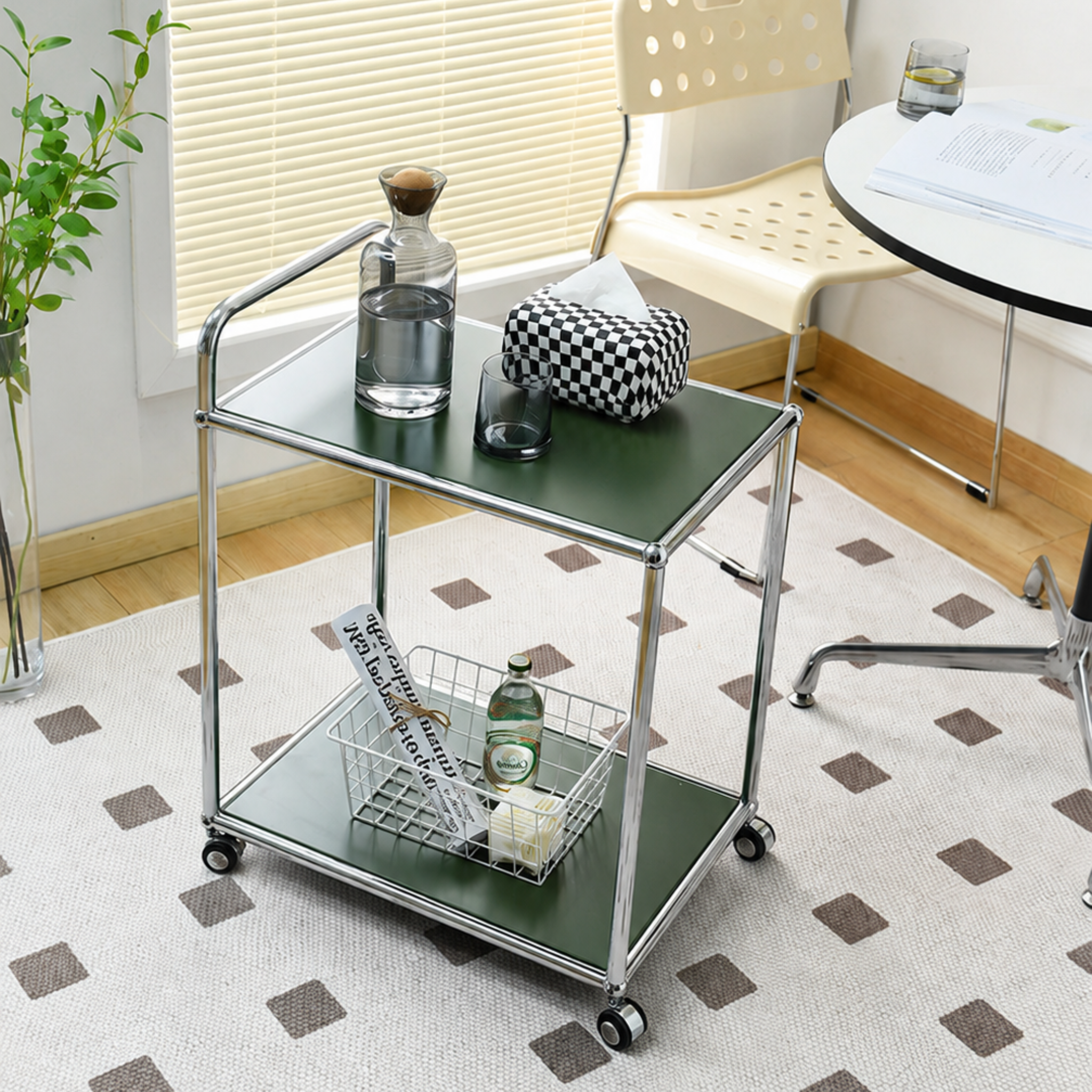 MODE Rolla 2 Tier Trolley with Open Shelf, Green