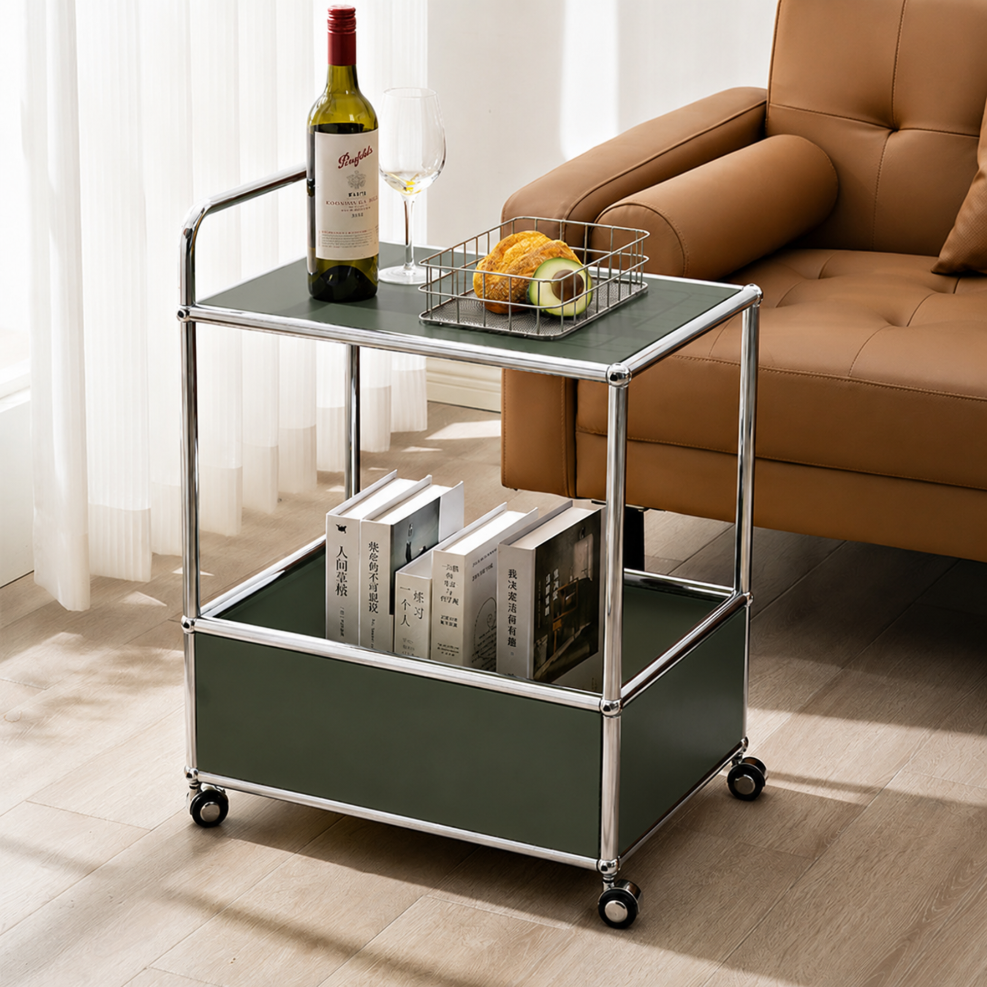 MODE Rolla 2 Tier Trolley with Storage Bin, Green