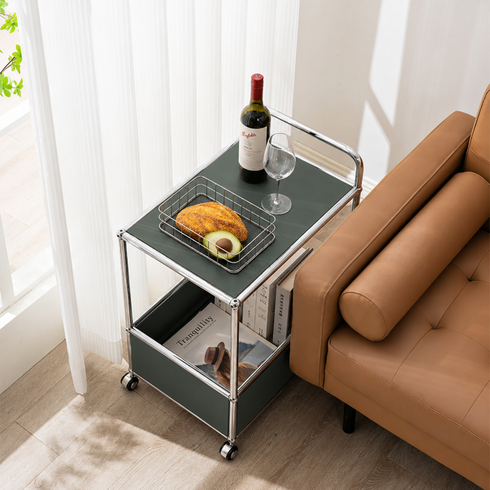 MODE Rolla 2 Tier Trolley with Storage Bin, Green