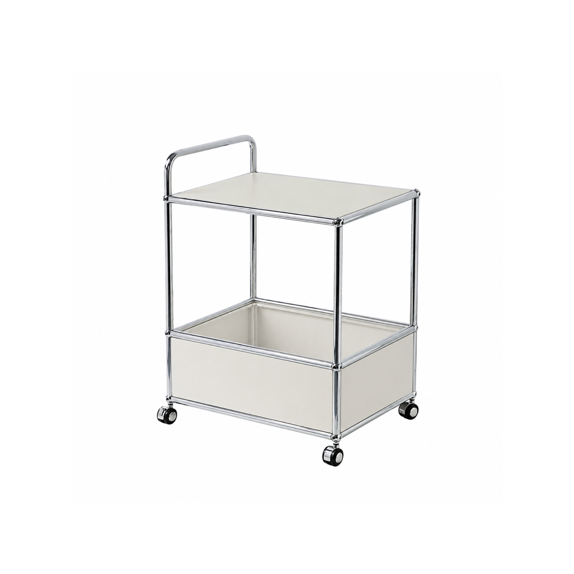 MODE Rolla 2 Tier Trolley with Storage Bin, Ivory