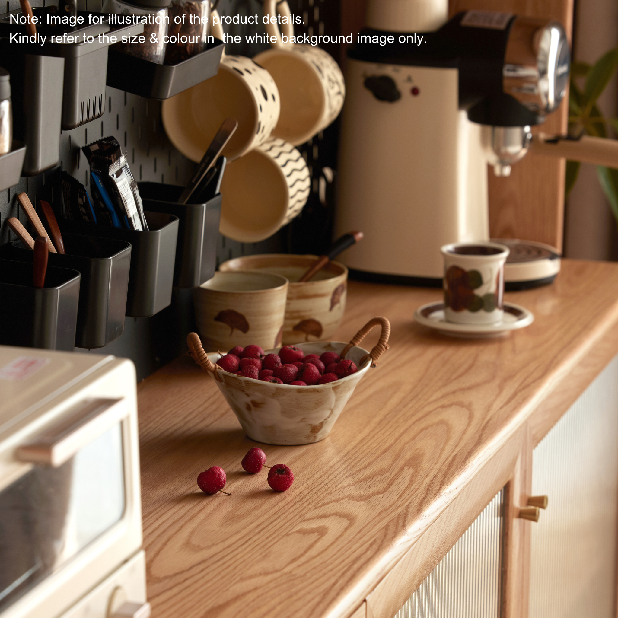 Solidwood Hemura Tall Sideboard with Pegboard, W180cm, Oak