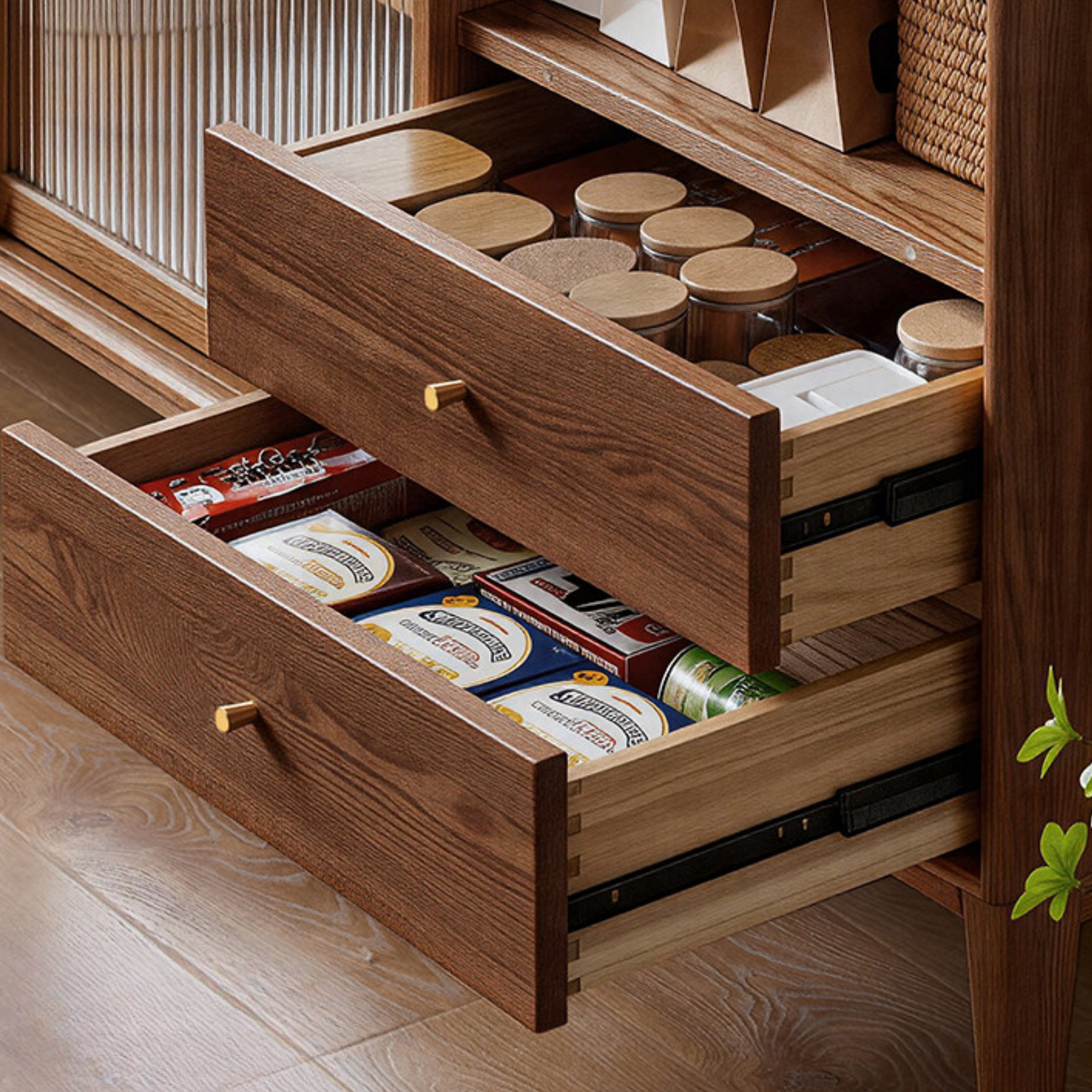 Solidwood Hemura Sideboard, W125cm, Walnut Oak