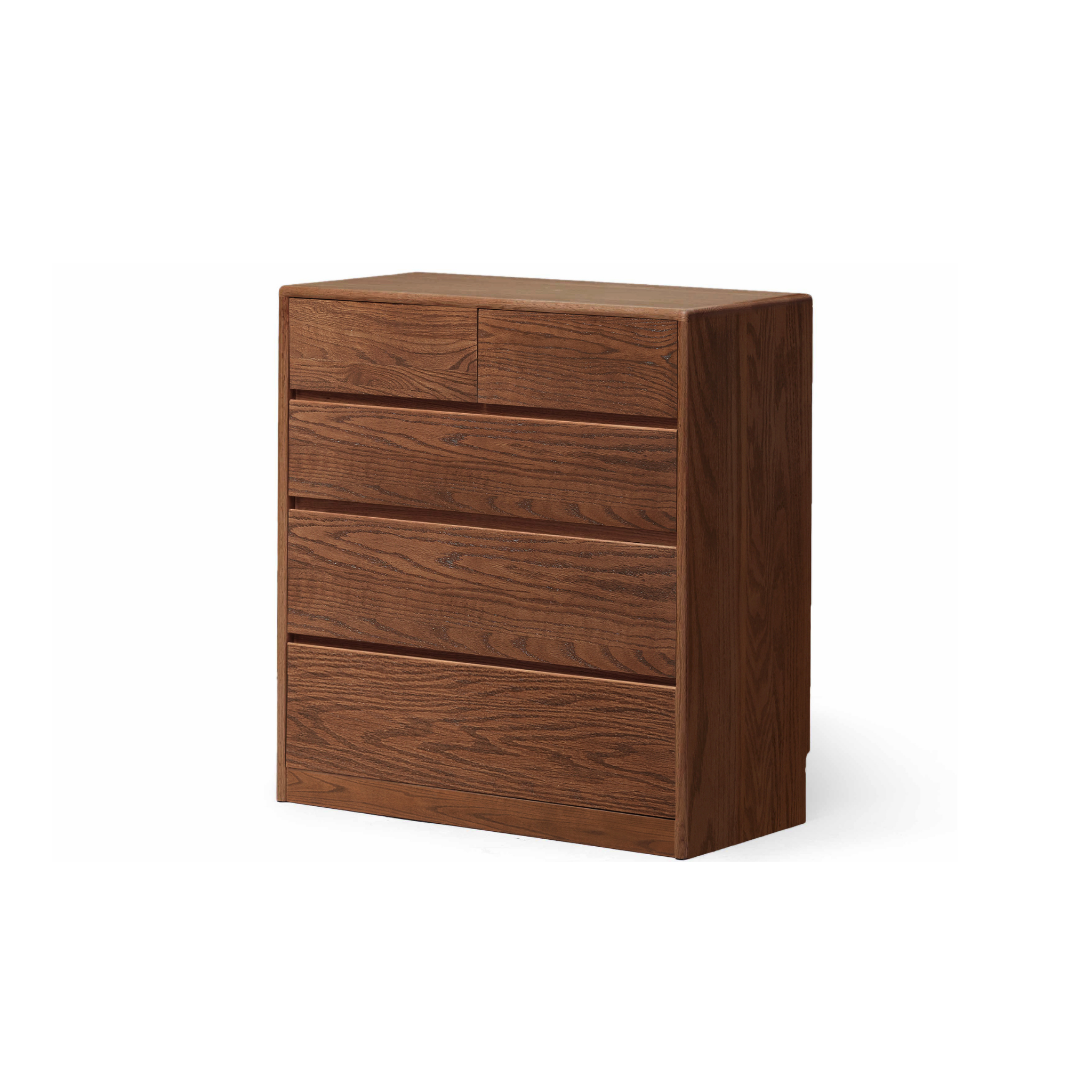 Solidwood Hemura Chest of 5 Drawers, Walnut Oak
