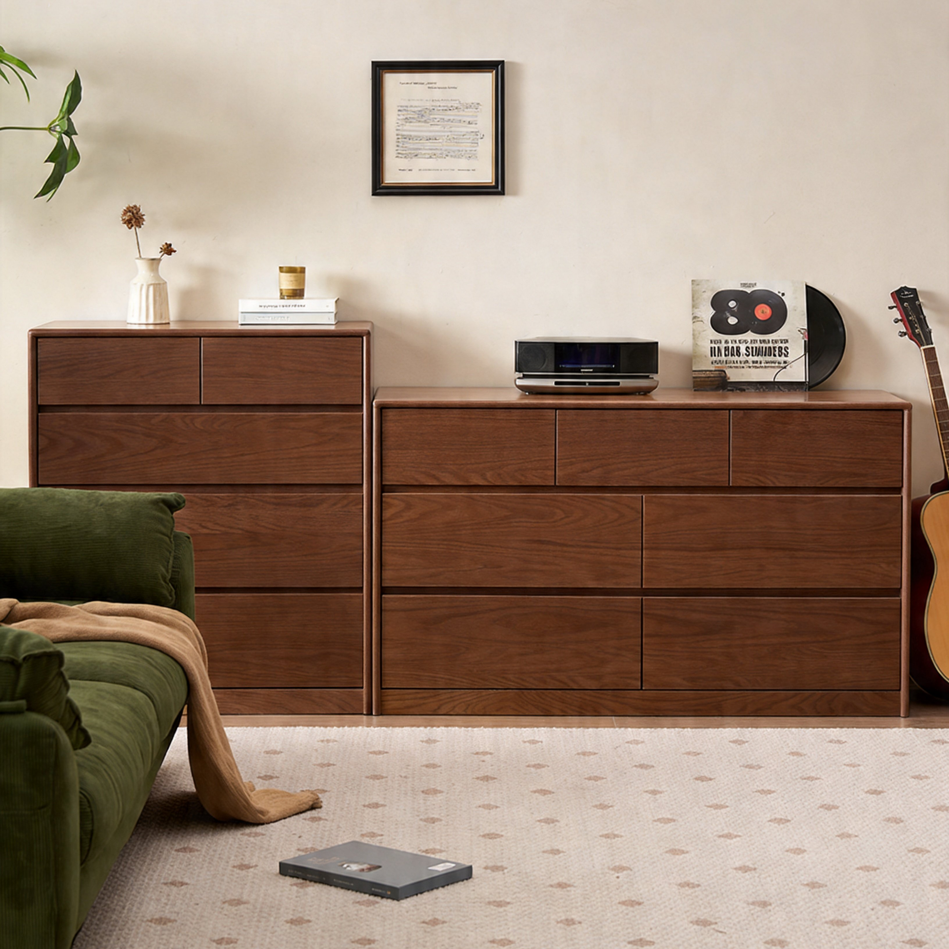 Solidwood Hemura Chest of 7 Drawers, Walnut Oak