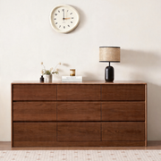Solidwood Hemura Chest of 9 Drawers, Walnut Oak