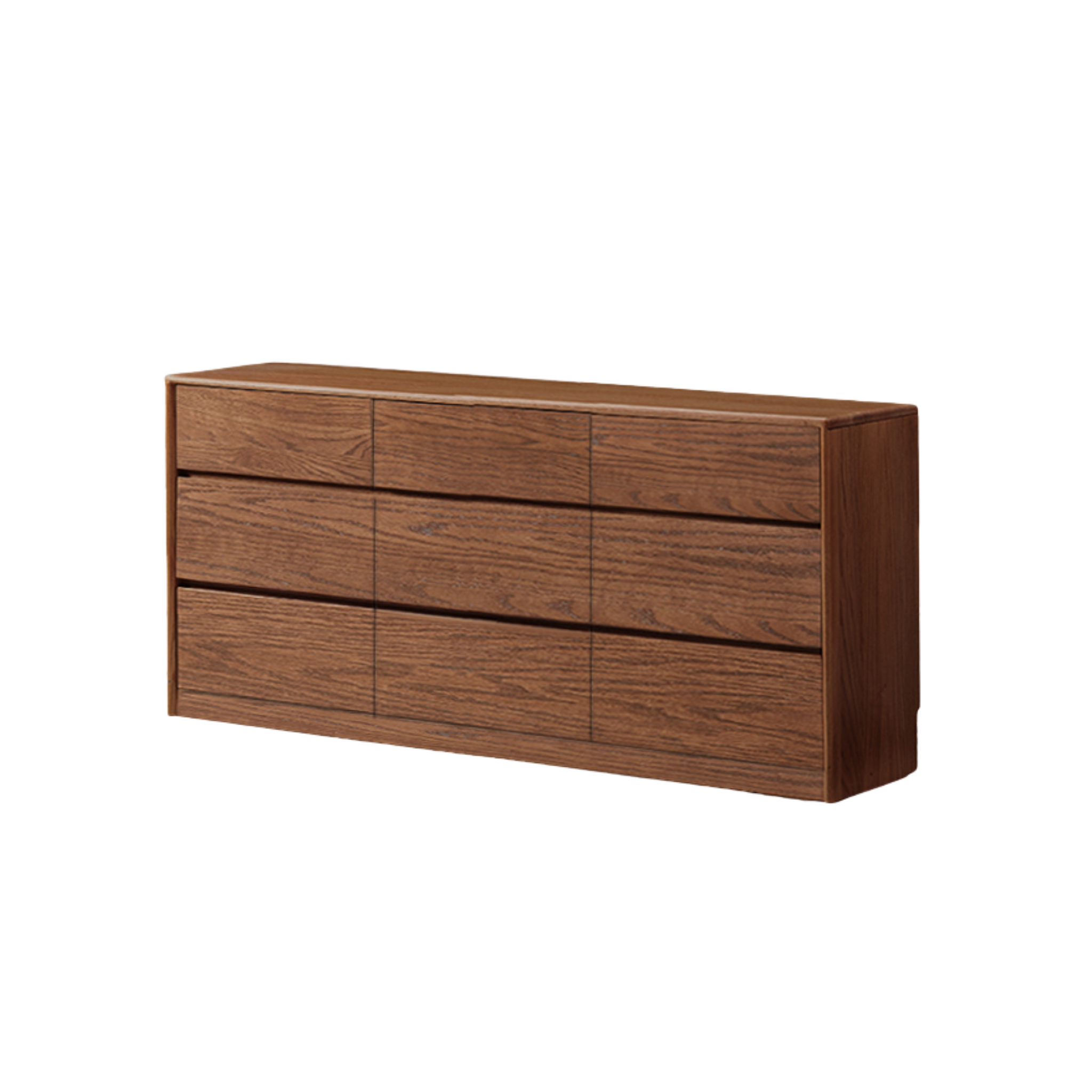 Solidwood Hemura Chest of 9 Drawers, Walnut Oak