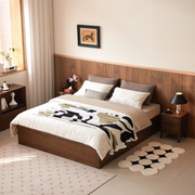 Solidwood Hemura Bed Frame, Walnut Oak