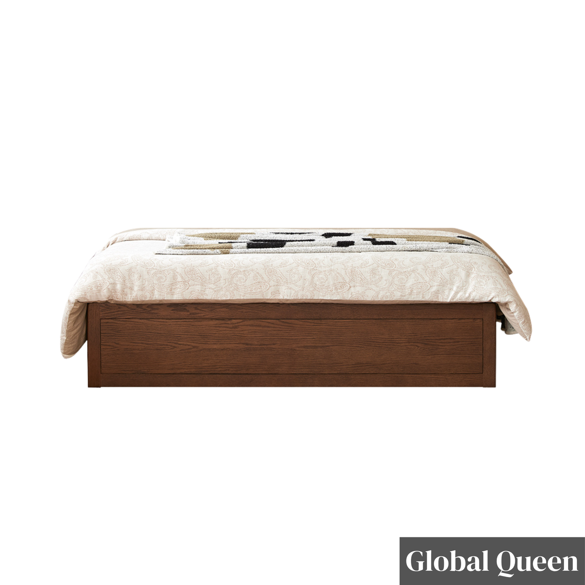 Solidwood Hemura Bed Frame, Walnut Oak